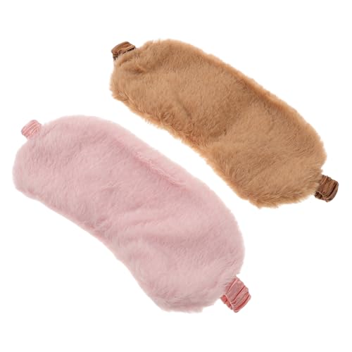 DONFAMDS 2個ふわふわフェイクファー アイマスク 柔らかい睡眠用目隠し 軽量で遮光 自宅や旅行に適用 お昼寝用アイカバー