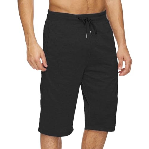 JEShifangjiusu Men's Casual Baggy Knee Length 3/4 Pants Jogger Athletic Capri Pant Casual Shorts Below The Knee2