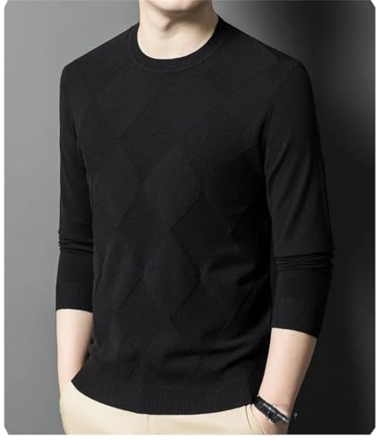 Men's Winter Diamond Pattern Knit Sweater Pullover Korean Casual Slim Fit Long Sleeve Top2
