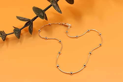PORI JEWELERS Sterling Silver Snake Bead Anklet #TOP14