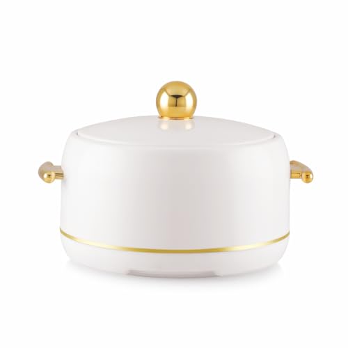 Image of Modware Atlantis Casserole 2500ml Elegant Design Premium Hot Pot, Retains Temperature for Hours, Insulated Inner Steel Casserole for Roti, Hot Box for Home, Chapati Box, Serving Bowl with Lid (White)