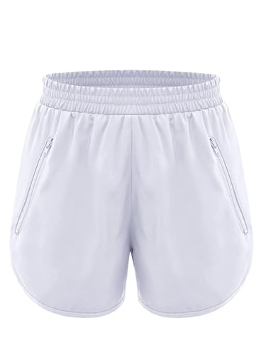 Jugaoge Tennis Shorts for Girls with Built-in Mesh Liner Elastic High Waist Athletic Gym Running Shorts