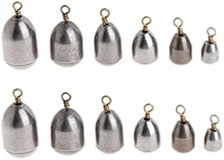 Elionless Fishing Sinkers, 12pcs Sea Fishing Weights Iron Sinker Fishing Tackle Accessories for Saltwater Freshwater, 6 Sizes