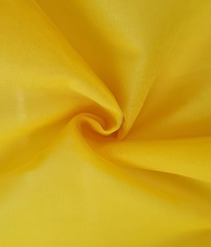Image of SATYAM KRAFT 10 Meter Multipurpose Net Fabric Soft Cloth Roll | Wedding, Valentine & Party Decoration Items, Birthday, Anniversary | Stage, Tent, Backdrop, Mandap Festive, Event Decor Net (Yellow)