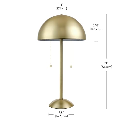 Globe Electric 12976 Haydel 21" 2-Light Table Lamp, Matte Brass, Double On/Off Pull Chain - Image 4