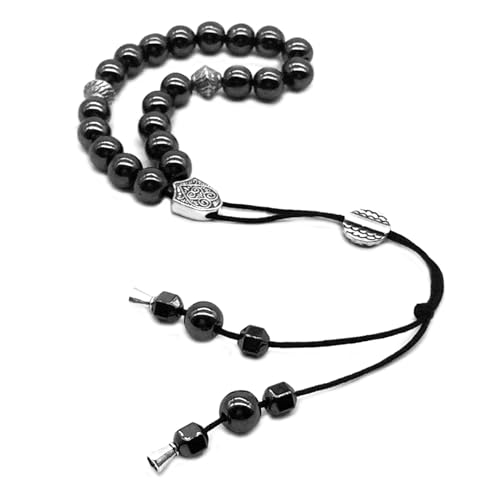 ALBATROSART Design -Greek KOMBOLOI Series -1- Worry Beads - Prayer Beads - Tesbih-Tasbih-Tasbeeh-Misbaha-Sibha-Rosary (Black Hematite Beads -(8 mm, 21 Beads)