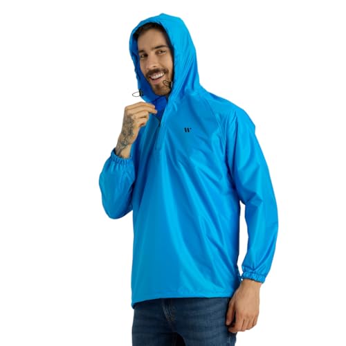 Image of ZEEL Rain Jacket For Men & Women, Unisex Polyester Pull Over Waterproof Raincoat with Hooded Full Sleeves Rainwear, Lightweight, Reusable & Packable (AZ50D)