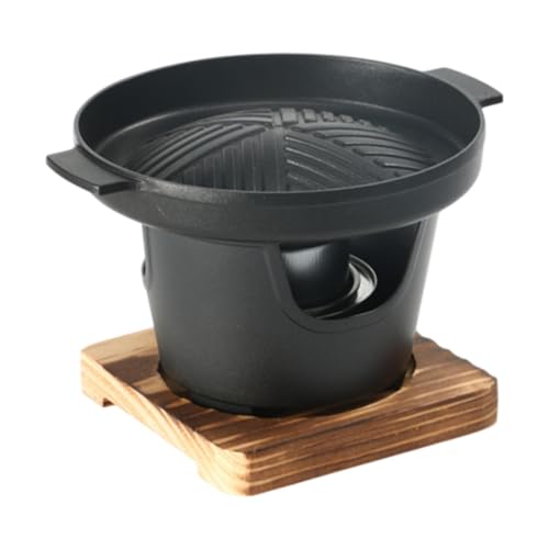 Loigohon ミニグリル 卓上 炭火式 軽量 コンパクト 木と金属製 ノンスティック キャンプ グリルプレート 1?2人用 (Style B)