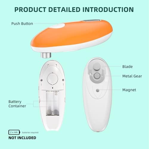 Homelet Electric Can Opener - Smooth Edge Automatic Safety Cordless One Touch Electric Can Opener,Suitable for People with Arthritis / Hand Injuries / Elderly / Housewives Electric Tin Opener