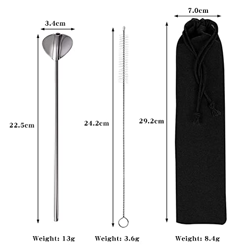 BONHHC 6 Pezzi Cucchiai di Cannuccia in Acciaio