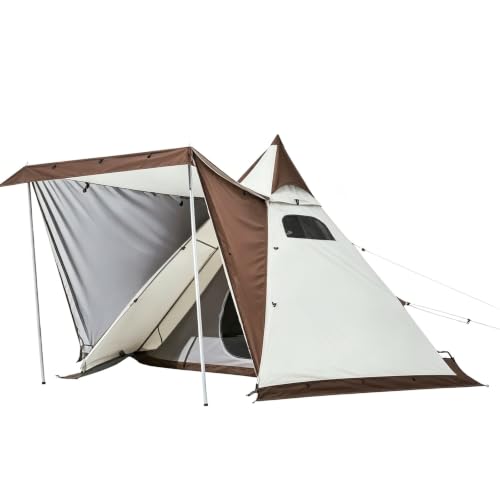 Carpa Exterior de Doble Puerta, Carpas con Ventilación de Chimenea, Carpa Puntiaguda de Camping, para Riberas, Playa, Camping, Picnic, Césped Y Parque