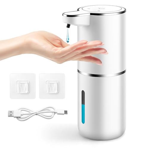 Feelhap Dispensador Jabon Automático,380ml Dispensador de Jabón Automático Suspensión Automatico Dispensador Jabon Baño,IPX5 Resistente al Agua Sin Tocar Dispensador Pared Recargable (Líquido)