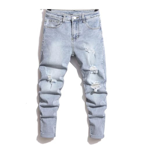 Boy's Skinny Fit Ripped Jeans Stretch Distressed Destroyed Denim Pants Kids Stacked Jeans Size 8-16