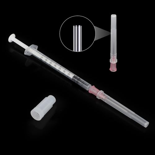 12 Stück 1ml Spritzen Set mit Luer Kunststoffspritze Spritzen Set mit stumpfen Nadeln zum Nachfüllen Messen von Öl Kleber Flüssigkeiten Haustieren Wissenschaftlichen Laboratorien Spritze mit Nadel