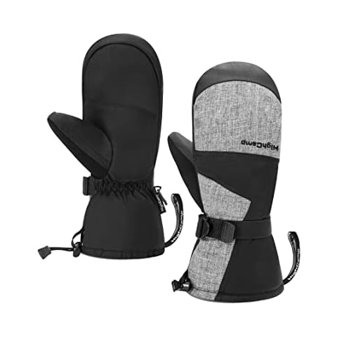 HIGHCAMP Men Winter Snow Ski Mittens,Insulated Waterproof Warm Mittens for Cold Weather Skiing、Snowboarding (Heather Grey,M) Cover