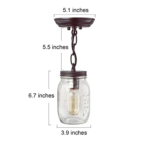 Lnc Flush Mount Light Fixture,Farmhouse Mason Jar Pendant A03220, Single Ceiling #TOP5