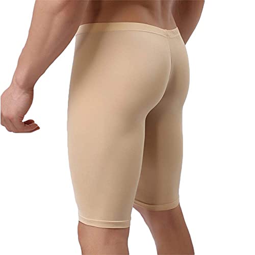 Men's Half Tights Ultra-Thin Ice Silk Leggings Sheer Swimwear Shorts Trunks Pants