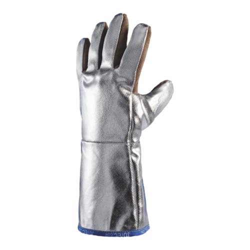 Jutec Hitzeschutzhandschuhe 5-Finger,Universalgr.natur/silb Leder EN388,EN407 Kat.III