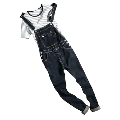 Salopette homme en denim délavé style coréen et vintage britannique pour le printemps