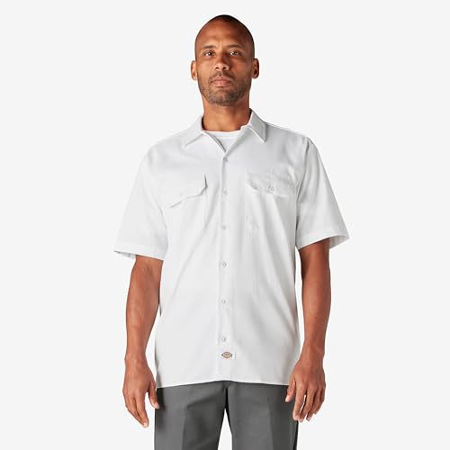 Image of Dickies Men's Short Sleeve Work Shirt - Durable Twill Button Down Shirts for Men, Lightweight Uniform for Daily Wear