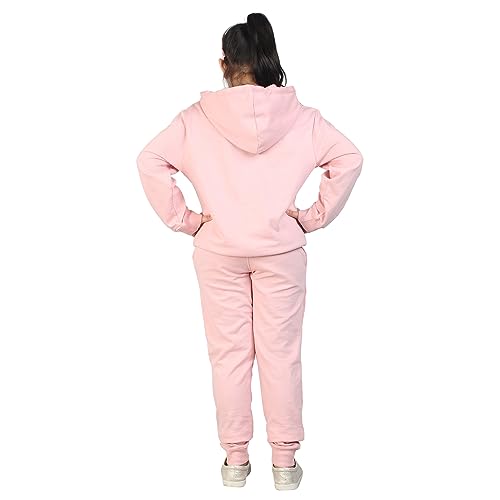 Image of LABEL MY Girls Cotton Loop Knit Full-Sleeve Printed Hoodie Sweatshirt & Joggers Tracksuit | Comfortable and Stylish Coord Set for Kids & Teens| 5-16 Years