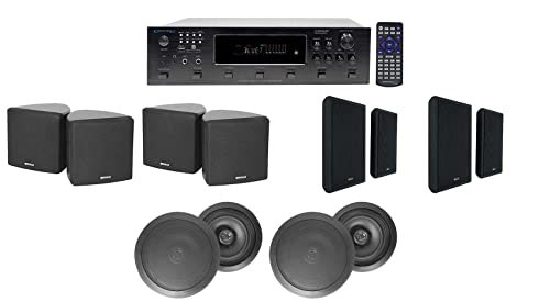 H12X500UBT 6-Zone Home Theater Receiver+Cube+Wall+Black Ceiling Speakers