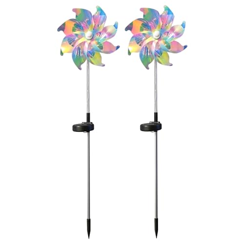Molino de viento solar para jardín: 2 molinetes giratorios de 27 pulgadas impermeables 2