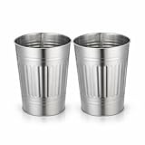 Home Zone Living 3 Gallon Round Open Top Wastebasket, Stainless Steel, Silver, 2 Pack with Trash Bags