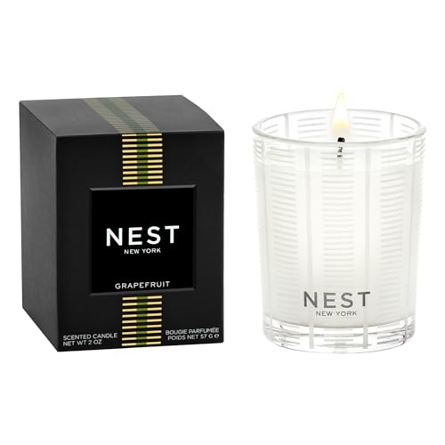 Image of NEST New York Scented Votive Candle, Grapefruit - 2 oz - Up to 28-Hour Burn Time - Reusable Glass Vessel