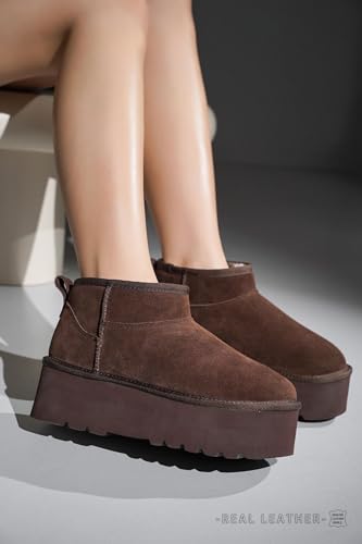 Image of Project Cloud 100% Genuine Leather Platform Ankle Boots for Women | Memory Foam Insole Lightweight Winter Booties - Womens Casual Footwear Fall Shoes - Fashionable Womens Boots with EVA Outsole