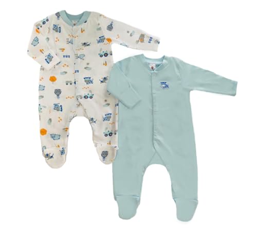 Image of Sleepsuit Romper for New Born Babies /Infant, Sage Blue, 6-12 Months