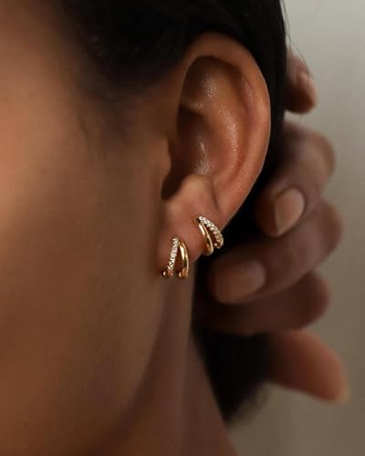 Gold Hoop Earrings for Women,14K Gold Huggie Hoop Earrings for Gift2