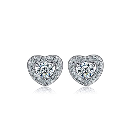 Boucles d'oreilles coeur en argent sterling 925 et oxydes de zirconium scintillants
