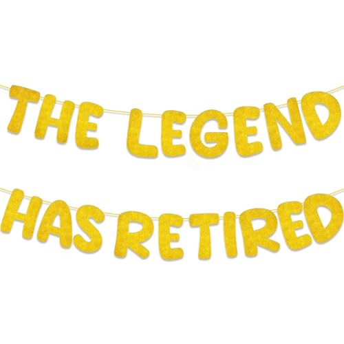 The Legend Has Retired Banner, Glitter Retirement Banner Happy Retirement Banner Retirement Party Decorations(Gold)
