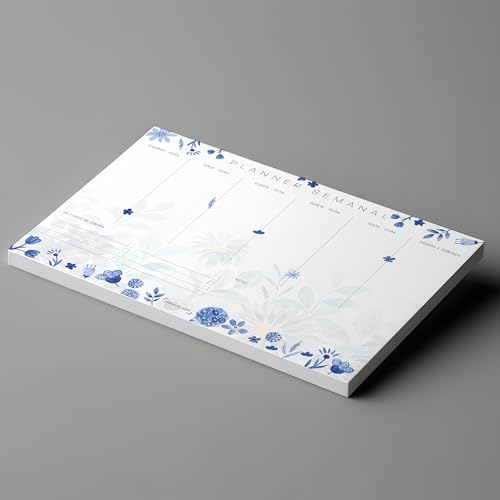 Planner Agenda Semanal Floral Azul - 50 folhas - tamanho A4