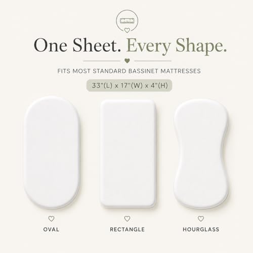 Image of Bassinet Sheets, Water Proof Universal Fit 33 x 17, White, 3 Pack