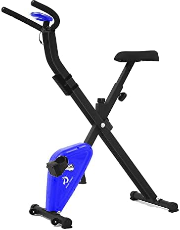 Xeo Home Foldable X Bikes Stationary Cycling Weight Loss Exercise Equipment Indoor Use Cardio Workout Fitness Training Bike Slim Folding Compact Bicycle Machine with Flywheel & Function Level Cycle