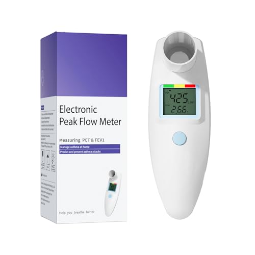 Peak Flow Meter, Kein Bluetooth, für Erwachsene und Kinder zur Überwachung der Lungenfunktion, LCD, Digitales Spirometer für Asthma, COPD, PEF & FEV1, Risikoanzeige, Tagebuch Formular