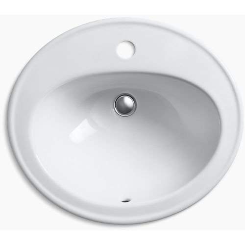 KOHLER K-2196-1-0 Pennington Self-Rimming Bathroom Sink, White, 1.38