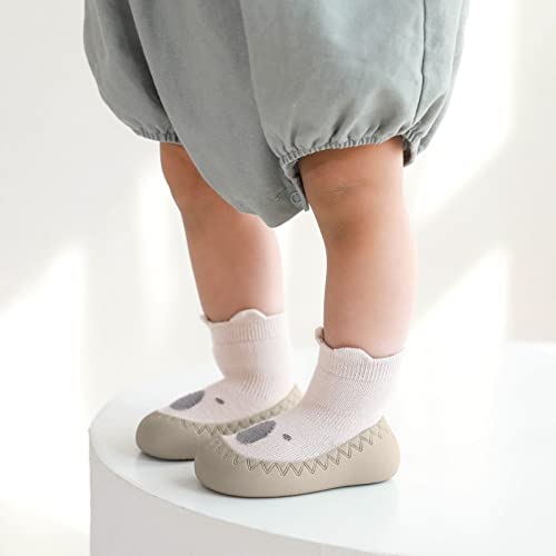 Aoluvy Baby Walking Sock Shoes For Toddler, Soft Rubber Anti-Slip Shoes For Boys Girls First Walking, Toddler Cartoon Sole Non Slip Baby Sock Slippers For Infant Toddler Pre Walker 0-6 Months, Dog #TOP1
