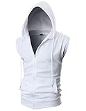 Ohoo Mens Slim Fit Sleeveless Lightweight Zip-up Hooded Vest With Single Slide Zipper/DCF012-WHITE-M