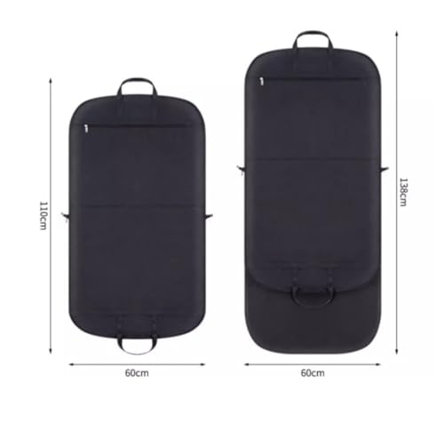 Habrur Clothes Cover 2pcs Garment Bag Travel Foldable Suit Bag For Men Suits Tuxedos Coats Uniform Suit Bags (Color : Black, Size : 60 * 110cm)2