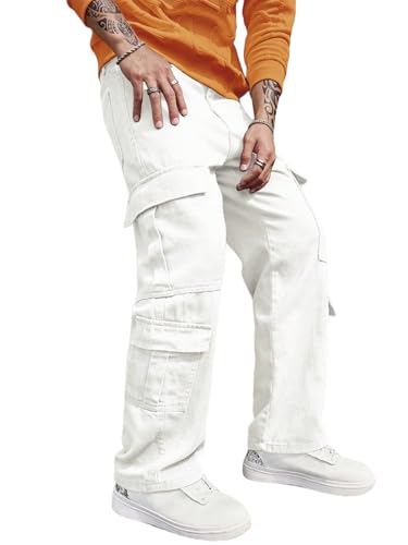 Image of URBAN POCKETS Jeans for Men | Denim Cargo Pants with Relaxed Fit & Utility Side Pockets (2-D-Pocket-U03-U05)