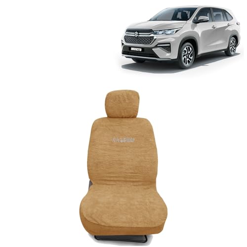Image of Kingsway Invicto Seat Cover for (Year 2023 Onwards), Towel Fabric Car Seat Covers Compatible with Maruti Suzuki Invicto 7 Seater (Car Specific Set Front + Rear Seat Covers), Beige Color