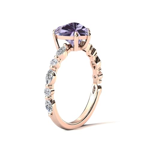 Silver 10K 14K 18K Gold Heart Shaped Gemstone Wedding Rings for Women,2CT Gemstone Engagement Birthstone Rings Wedding Bands Jewelry Gifts For Her Bridal Mothers,Size 4-122