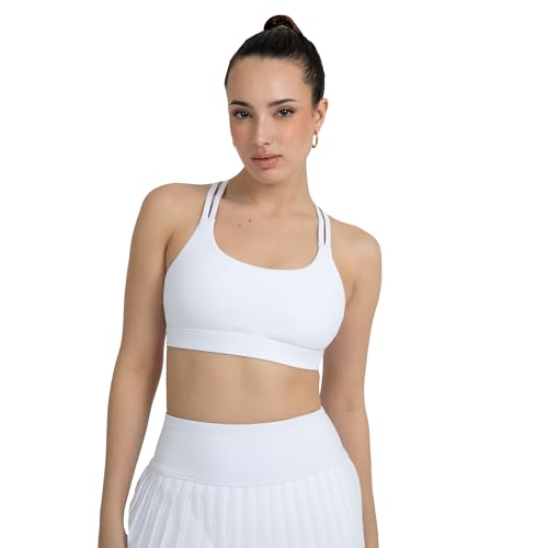Image of YITTY Active Women's Ultraluxe Strappy Medium Impact Bra, Athleisure, 4-Way-Stretch