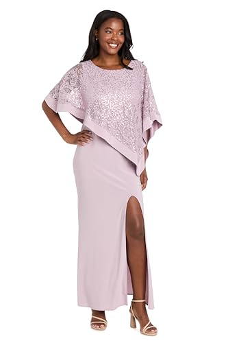 Image of R&M Richards Women's Sequin Lace Poncho Overlay Sheath Dress for Wedding Guest, Cocktail Attire & Evening Occasions