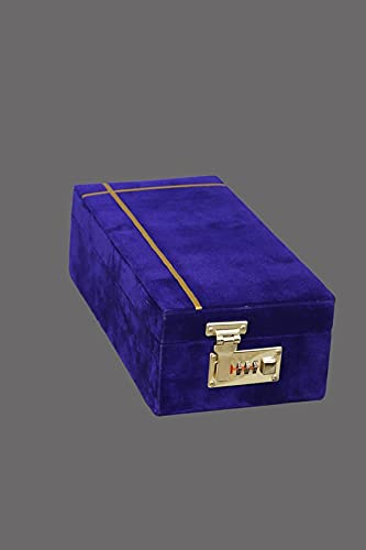 Tirupathi Stores Jewel Organizer, Jewel Box With Number Lock (32 x 20 x 10 CM) (Blue)