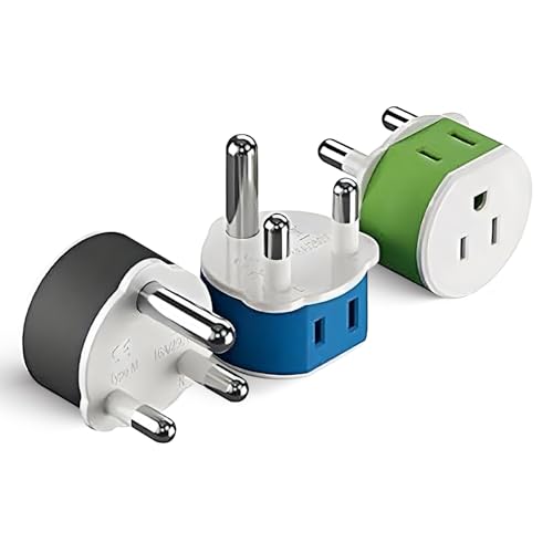 OREI South Africa, Botswana, Namibia Power Plug Adapter with 2 USA Inputs - Travel 3 Pack - Type M (US-10L), Safe Grounded Use with Cell Phones, Laptop, Camera Chargers, CPAP, and More