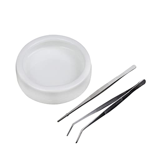 ifundom 3pcs Reptile Food Feeder Bowl Stainless Steel Tweezers for Tortoise Lizard Snake Includes Food Dish Curved Tweezer Durable Feeding Supplies